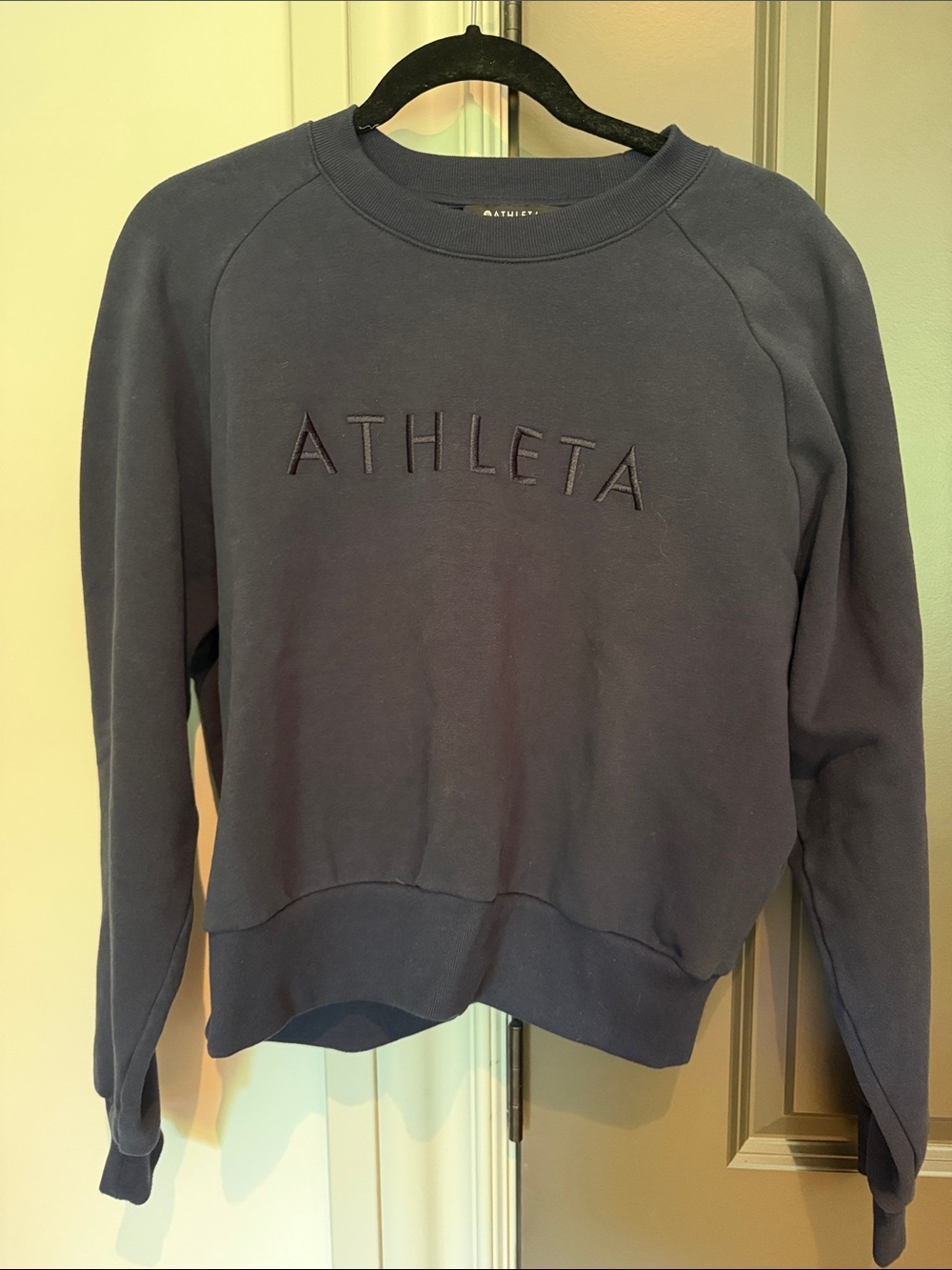 Athleta Navy Embroidered Logo Crew Sweatshirt